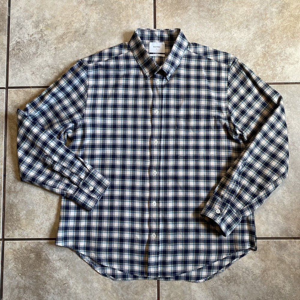 Billy Reid Men’s Large Slim Fit Long Sleeve Button Up Shirt Plaid Multicolor